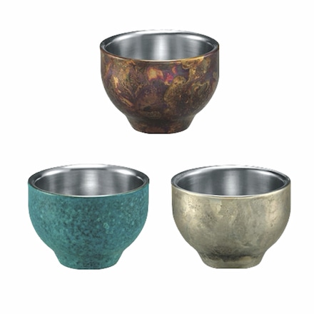 新潟県 燕×高岡 二重ぐい呑み ブルー