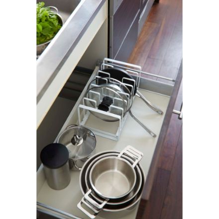 tower シンク下 フライパン＆鍋蓋スタンド タワー ホワイト