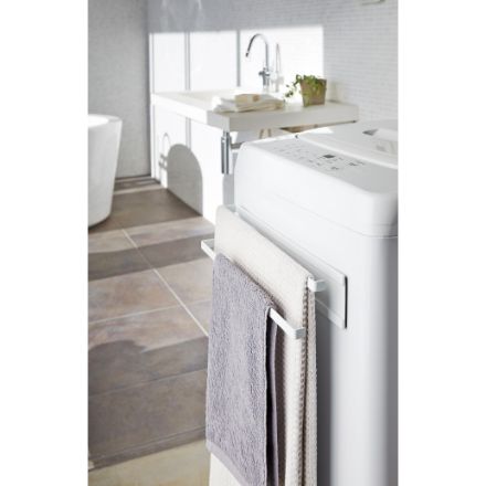 tower 洗濯機横マグネットタオルハンガー２段 タワー ホワイト