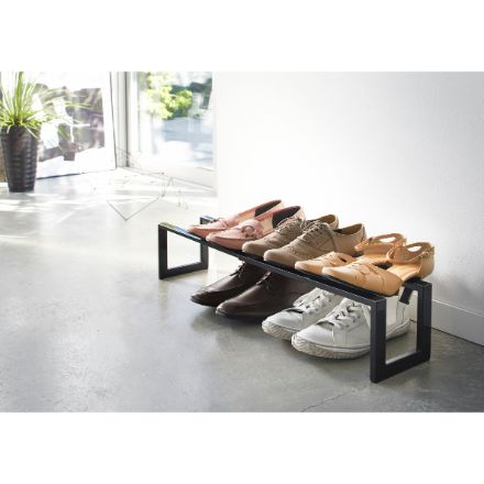 伸縮シューズラック ライン １段 ブラック