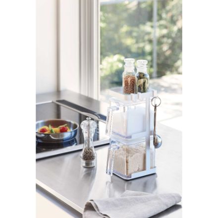 tower 調味料ストッカー2個＆ラック3段セット スリム タワー ホワイト