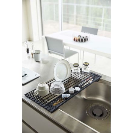 tower 折り畳み水切り タワー シリコーントレー付き L ブラック