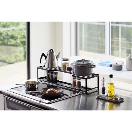 tower コンロ奥ラック 排気口カバー付 タワー ６０ｃｍ コンロ用 ブラック