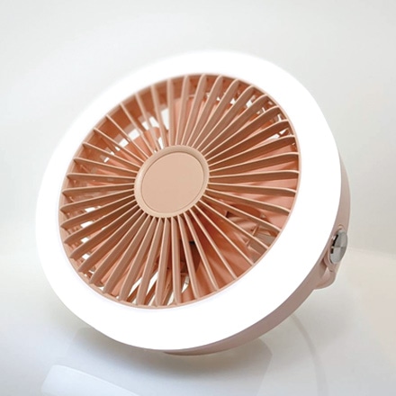 LEDリングライト付卓上ファン N2 ピンク