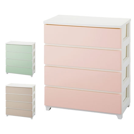 カラースタイルチェストワイド 4段 CO-ST-W4 WHGR ホワイトグリーン