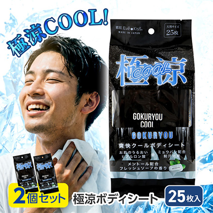 ボディシート 汗拭きシート 極涼 25枚入 2個