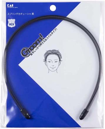 貝印 Groom スプリングカチューシャ メンズ 男性用 ブラック HC3010