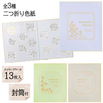 色紙 寄せ書き カラー色紙Sシール 封筒付 クローバー柄 FDC