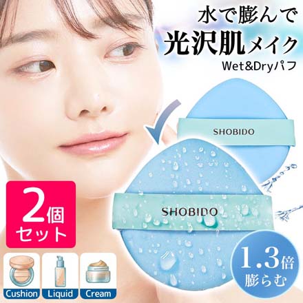 メイクパフ メイクスポンジ ウェットドライパフ 2個