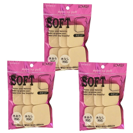 コンパクトパフ6P角型 3個セット