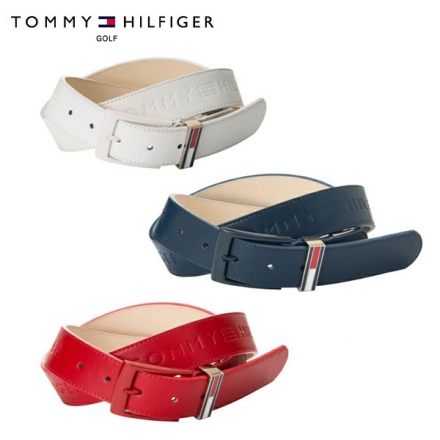 トミーヒルフィガー ゴルフ THMB8FV1 エンボス加工 ロゴ ベルト ネイビー(30)