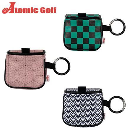 アトミックゴルフ オリジナル 和柄 マレット型 大型カラビナ付き パターカバー 市松模様 ヘッドカバー グリーン