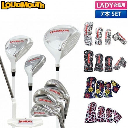 レディース/クラブセットのみラウドマウス ゴルフ LM-LS0003 ハーフ クラブセット 7本組(1W,5W,U5,I7,I9,SW,PT) Mutts Red Collars(278)