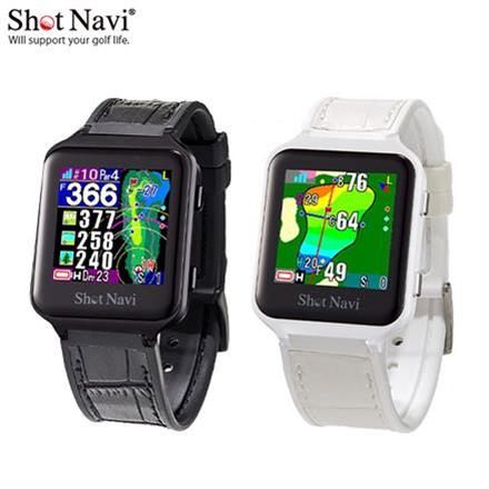 ショットナビ AIR EX 腕時計型 GPSナビ クロコダイル調ベルト Shot Navi エア ゴルフ用距離測定器 距離計 ウォッチ クロコダイル調ブラック