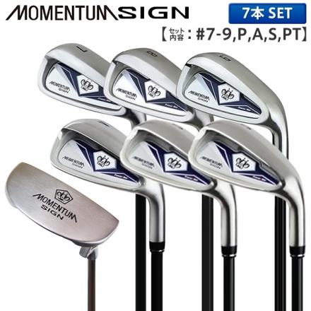パター付きパワービルト ゴルフ モメンタムサイン アイアンセット 7本組(7-P,A,S,PT) スチール/S