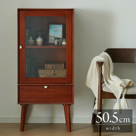 ガラスキャビネット 幅50.5cm 北欧 ヴィンテージ 天然木 マホガニー 完成品 キャビネット マルチボード
