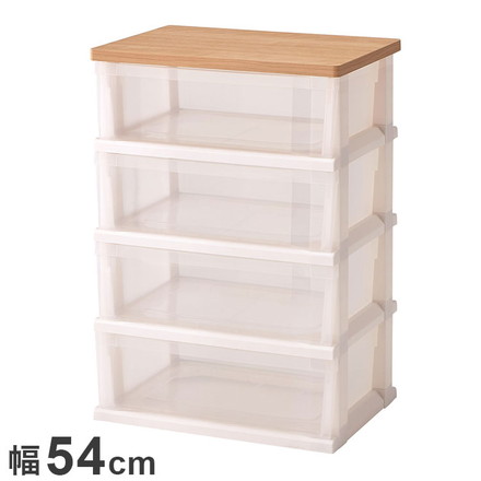 天馬 木製天板ストッカー組立式4段 550 メープル 衣類収納 収納ケース チェスト クローゼット収納 押し入れ収納