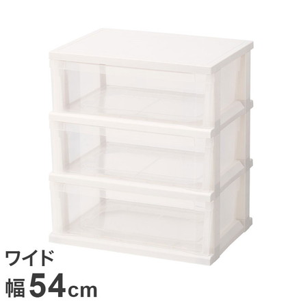 天馬 ストッカーワイド組立式 3段 ホワイト 衣類収納 収納ケース チェスト クローゼット収納 押し入れ収納