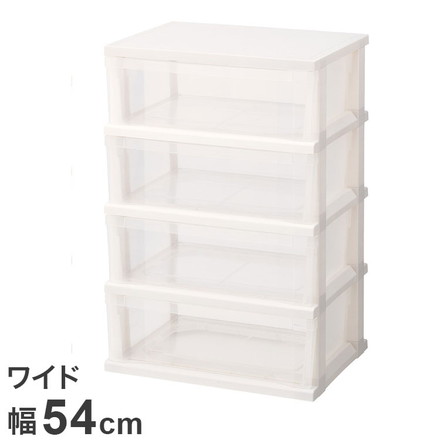 天馬 ストッカーワイド組立式 4段 ホワイト 衣類収納 収納ケース チェスト クローゼット収納 押し入れ収納