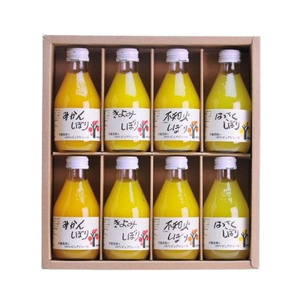 和歌山 伊藤農園 4種の柑橘ジュース 180ml×8本（みかんしぼり×2本、きよみしぼり×2本、はっさくしぼり×2本、不知火しぼり×2本）