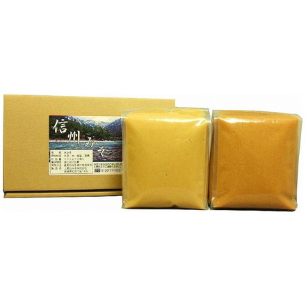 長野 「上高地みそ」 信州味噌 赤味噌 白みそ 500g×2 （米味噌赤・白各1）