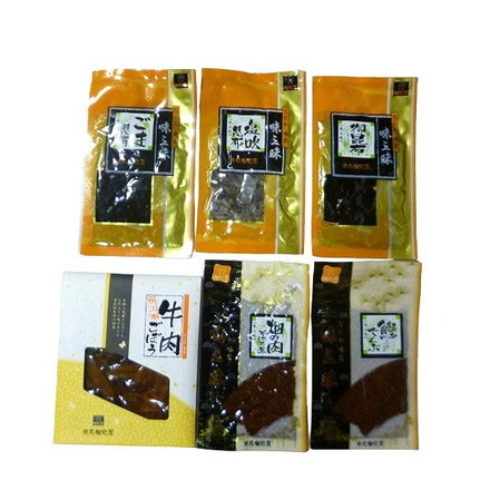 大阪 「浪花佃史屋」 味三昧 セット 6個 佃煮 昆布 煮物 牛肉ごぼう70g、ごま昆布60g、御昆布60g、畑の肉そぼろ煮60g、鰹でんぶ40g、塩吹昆布50g×各1