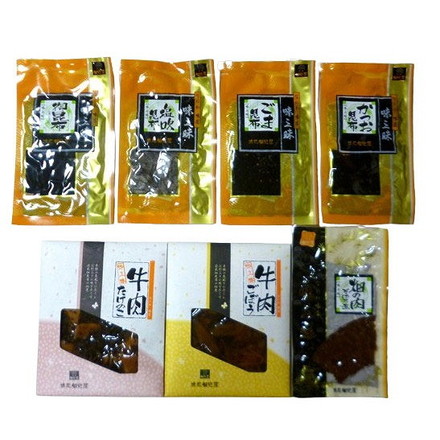 大阪 「浪花佃史屋」 味三昧 セット 7個 佃煮 昆布 煮物 牛肉ごぼう70g、ごま昆布60g、御昆布60g、畑の肉そぼろ煮60g、かつお昆布60g、塩吹昆布50g、牛肉たけのこ80g×各1