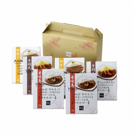 福岡 「博多華味鳥」 カレー セット 6食 チキンカレー キーマカレー 鶏肉 華味鳥 手羽元カレー200g×2、粗挽きキーマカレー160g×2、華味鳥カレー200g×2