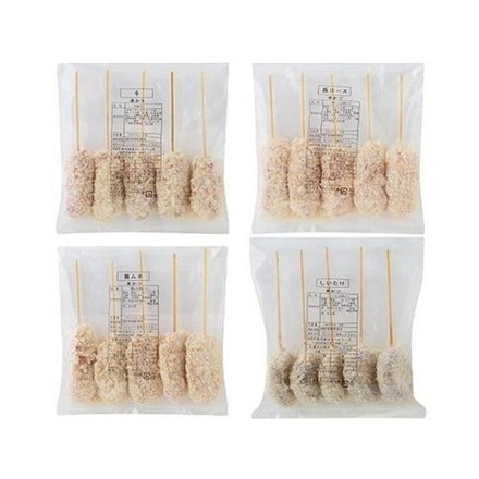 大阪名物 串カツ 豚ロース串カツ25g×5(計125ｇ）、牛串カツ25g×5（計125ｇ）、鶏ムネ串カツ30g×5（計150ｇ）、椎茸串カツ25g×5（計125ｇ） （4種・計20本）