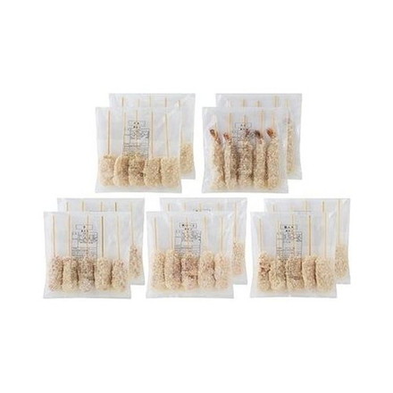 大阪名物 串カツ 豚ロース串カツ25g×5(計125g）×2、牛串カツ25g×5（計125g）×2、鶏ムネ串カツ30g×5（計150ｇ）×2、エビ串カツ 22g×5（計110g）×2、イカ串カツ30g×5（計150g）×2 （5種・計50本）