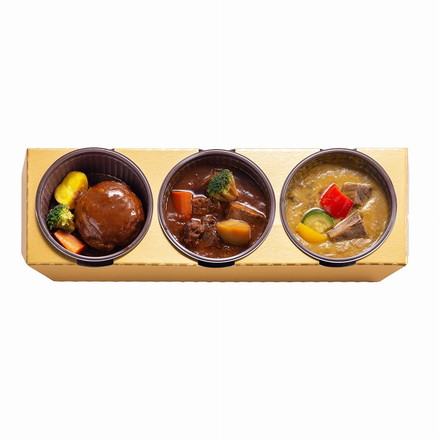 兵庫 神戸 「のじぎく家」 神戸牛 贅沢 セット 3個 牛肉 ハンバーグ ビーフカレー ビーフシチュー 神戸牛ハンバーグ170g×1、神戸牛ビーフカレー210g×1、神戸牛ビーフシチュー210ｇ×1
