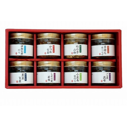 香川 宝 海山の旨味 伊勢志摩のり60g、小豆島生のり60ｇ、かつお生姜35g、しその実若布40g、黒豆旨煮80g、ごま昆布40g、子持ち木くらげ30g、竹の子山椒45g