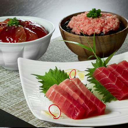 神奈川 「三浦三崎」 まぐろ三昧セット 目鉢鮪中トロ100g、赤身100g、すきみ100g、漬け鮪100g×各2 解凍