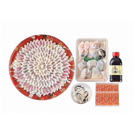 「関とら本店」 とらふく料理セット とらふぐ刺身(33cm皿)160g、とらふぐ皮30g、とらふぐちり(切身、アラ)300g、ふくポン酢180ml、もみじおろし10g×6