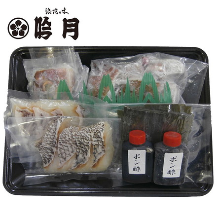 徳島 「吟月」 鳴門鯛の鍋 鯛（切身・アラ）400g、ポン酢50ml×2本、ダシ昆布