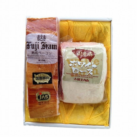 群馬 冨士 ハム 詰め合わせセット 2個 ハム ベーコン ホワイトロース700g×1、熟成ベーコン400g×1