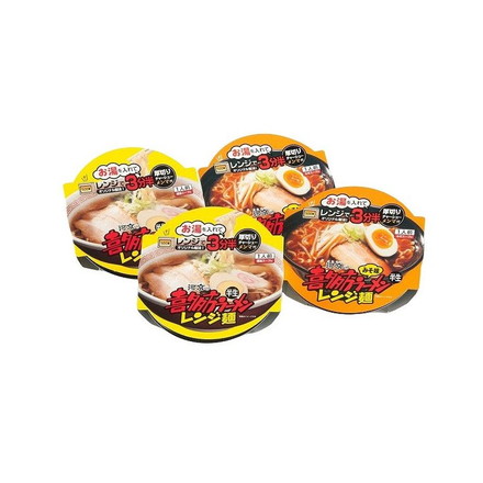 福島 「河京」 喜多方ラーメンレンジ麺しょうゆ味 みそ味4個セット ラーメン ご当地ラーメン レンジ麺しょうゆ味（半生麺105g×1、醤油スープ35g×1、チャーシューメンマ23g×1）×2、レンジ麺みそ味（半生麺105g×1、醤油スープ41g×1、チャーシューメンマ23g×1）×2
