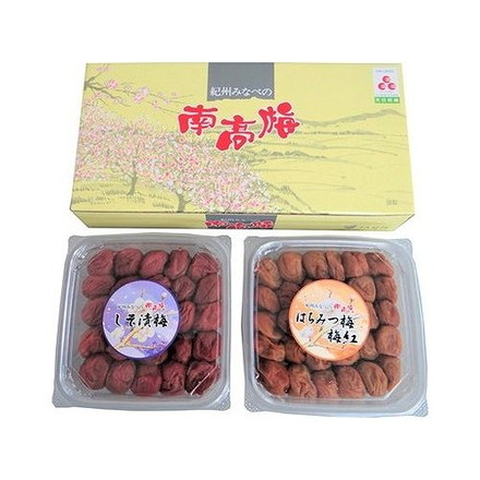 紀州みなべの南高梅 2種セット 紀州みなべの南高梅しそ漬梅干450g(塩分13%)、 紀州みなべの南高梅はちみつ漬梅干450g(塩分8%)