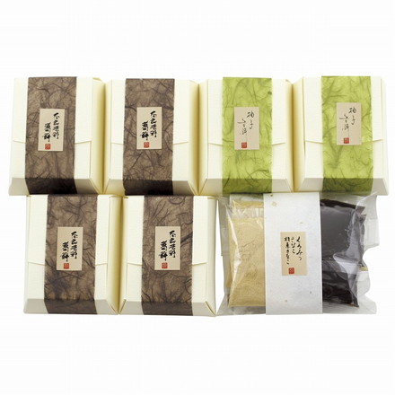奈良吉野 「吉田屋」 葛六楽 6個 くず餠 葛餠 柚子 黒蜜 きな粉 抹茶 抹茶きな粉 葛餅130g×4、柚子くず餅130g×2、くろみつきなこ（黒蜜20g×4、きなこ10g×2、抹茶きなこ18g×2）×1