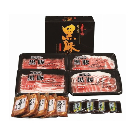 鹿児島 「南州農場」 黒豚しゃぶしゃぶ&味噌漬詰合せ 黒豚肩ロース150g×2、バラ150g×2、ロース味噌漬け100g×5、ポン酢50g×4