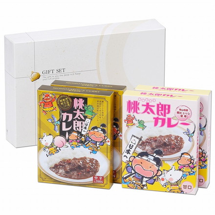 岡山 桃太郎カレー 甘口&中辛セット 4個 カレー ビーフカレー ビーフカレー（甘口）180ｇ×2、ビーフカレー（中辛）200ｇ×2