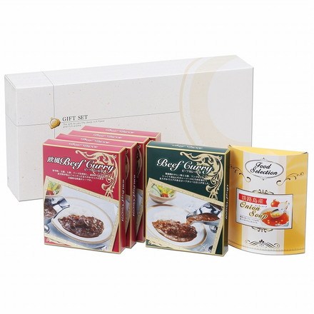 ビーフカレー 淡路島産たまねぎのスープセット 9個 カレー ビーフカレー 玉ねぎ スープ ビーフカレーレギュラー（中辛）150ｇ、ビーフカレー欧風（中辛）150ｇ×4、淡路島産フルーツたまねぎのスープ（6.2ｇ×4）
