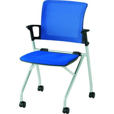 TRUSCO トラスコ コンパクトミーティングチェア ブルー CMCB