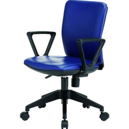 TRUSCO トラスコ 体圧分散オフィスチェア ビニールレザー張リ 肘付 ネイビー FCC55LANV