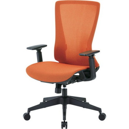 TRUSCO トラスコ ハイバックメッシュチェア 肘付 オレンジ TMCCOR 組立品