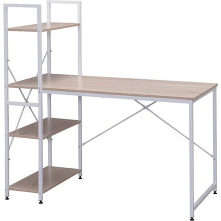 アイリスオーヤマ 574218 ラック付キデスク 1200×620 ライトナチュラル/ホワイト RDK1262NW