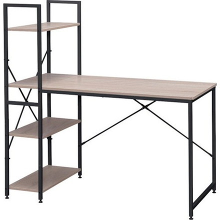 アイリスオーヤマ 574219 ラック付キデスク 1200×620 ライトナチュラル/ブラック RDK1262NB