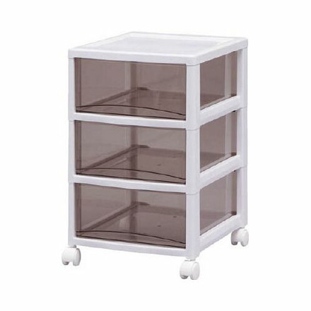 IRIS スーパークリアチェスト ホワイト/クリアブラウン 3段タイプ SCE030BR