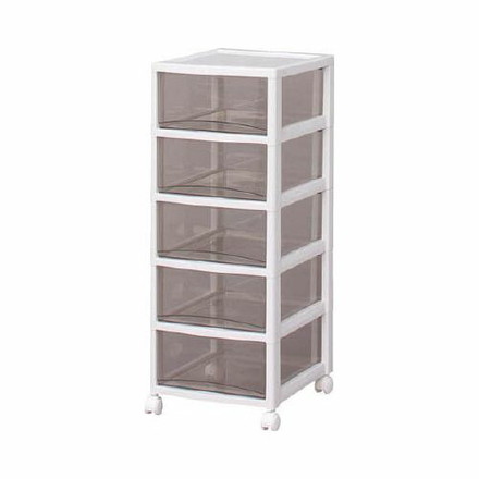 IRIS スーパークリアチェスト ホワイト/クリアブラウン 5段タイプ SCE050BR