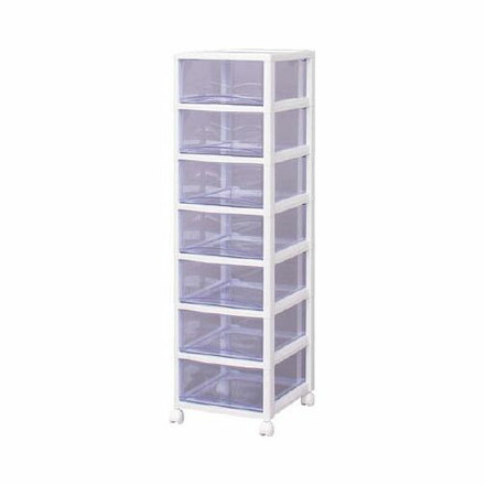 IRIS スーパークリアチェスト ホワイト/クリアブルー 7段タイプ SCE070BL